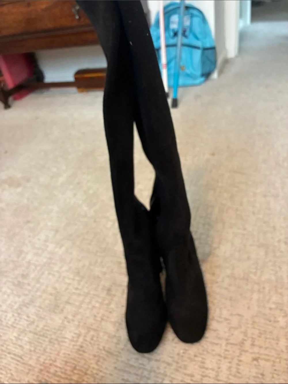 BCBGeneration Black Over-the-Knee Suede Block Heel Boots